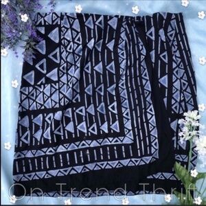 Vintage Flirty Tribal Blue Black Mini Wrap Skirt- Size 7 Juniors/Small